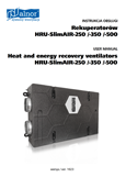 User's Manual - Suspended heat and energy recovery ventilators HRU-SlimAIR